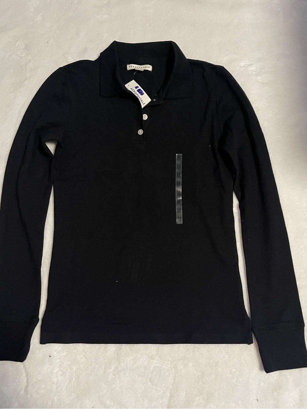 Aeropostale Black Long-Sleeve Polo Shirt